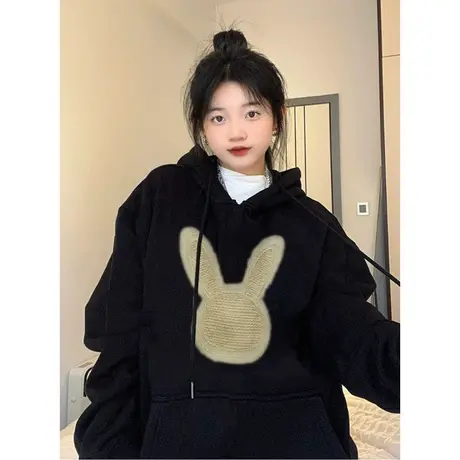 连帽卫衣女春季薄款oversize美式高街潮牌复古hiphop宽松外套上衣图片