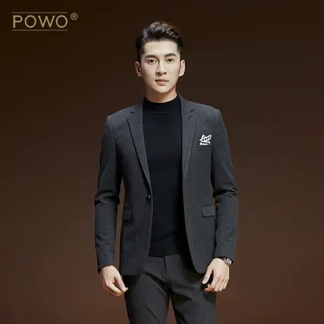 POWO西装男士套装新郎伴郎服装结婚礼服修身商务正装青年婚礼西服图片