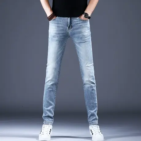 男士高端潮牌弹力牛仔裤男款修身小脚裤子男2023新款休闲男裤潮流商品大图