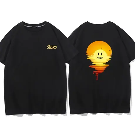 秀洛drew落日余晖贾斯汀比伯短袖T恤男美式重磅潮牌vintage纯棉商品大图