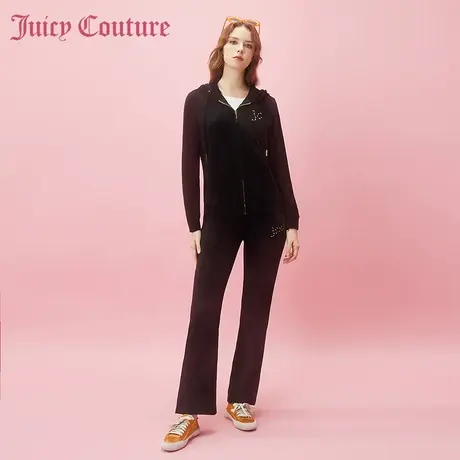 Juicy Couture橘滋2024早春日穿搭新款女装刺绣印花天鹅绒休闲裤商品大图