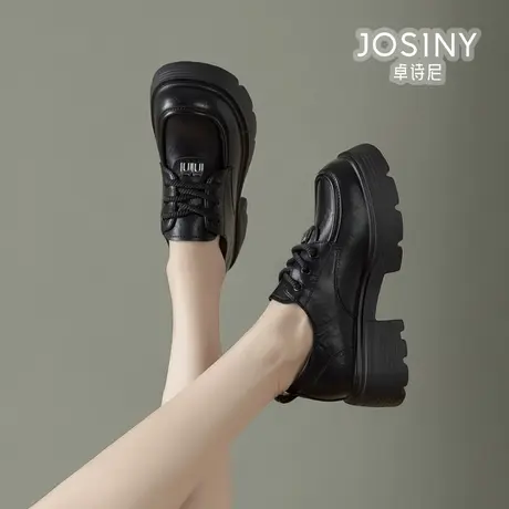 卓诗尼女鞋2024新款乐福鞋女高跟小皮鞋小个子商场同款4J1A23091商品大图