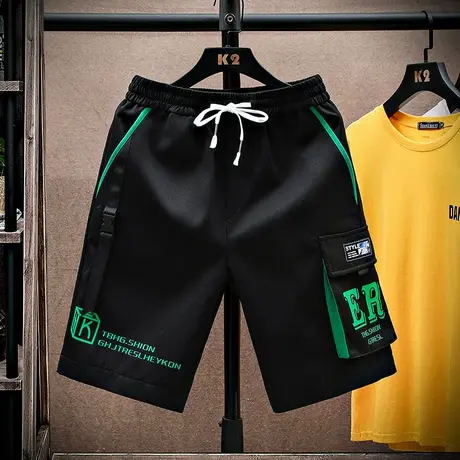 工装短裤男士夏季潮牌ins薄款冰丝五分裤2023新款潮流休闲运动裤商品大图