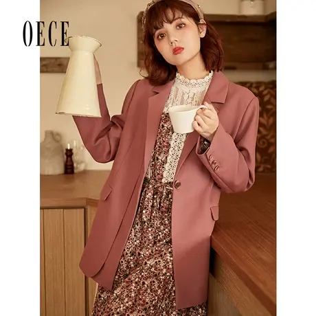 【买1送1】Oece复古气质小西装外套春秋新款女英伦网红西服外套图片