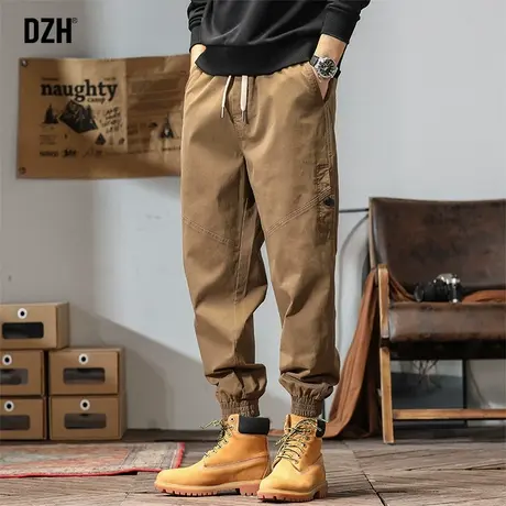 男士美式卡其色工装裤男束脚宽松2023新款户外冲锋裤休闲裤子秋季商品大图