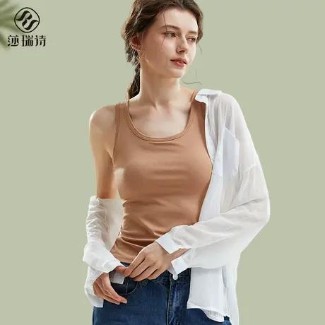 吊带背心女带胸垫一体内搭修身显瘦百搭美背内衣可外穿打底衫上衣图片