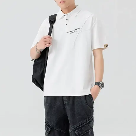 冰丝男士短袖polo衫2025夏季潮牌刺绣半袖男装t恤宽松帅气上衣服T商品大图