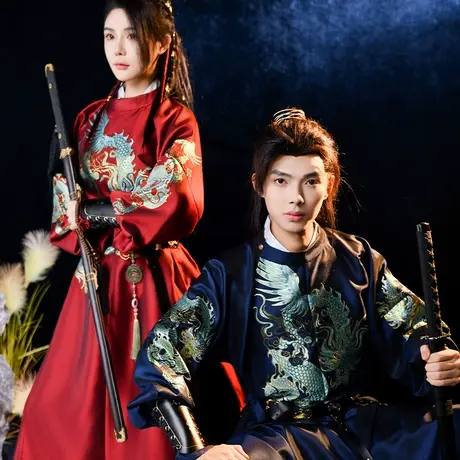【如梦霓裳丨破阵子】原创新中式国风唐制圆领袍经典汉服男女同款图片