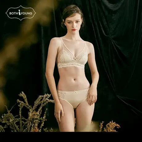 宝诗嫣法式蕾丝内衣女春夏季薄款U型美背大胸显小胸罩无钢圈文胸图片