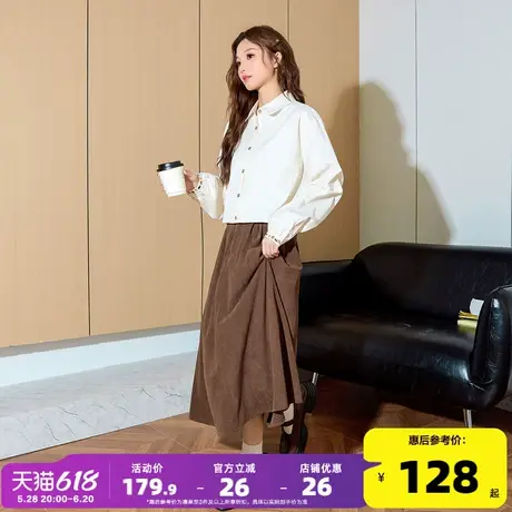唐狮2025春夏新款长袖衬衫女法式甜美刺绣衬衣蕾丝叠穿内搭上衣图片