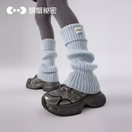螃蟹秘密袜子女秋冬袜套保暖腿套堆堆袜白色雪地靴针织y2k小腿袜商品大图
