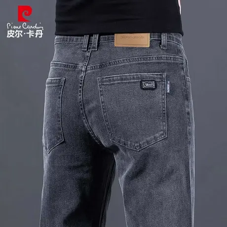 皮尔卡丹烟灰色牛仔裤男士2025夏季薄款新款弹宽松直筒休闲长裤子图片
