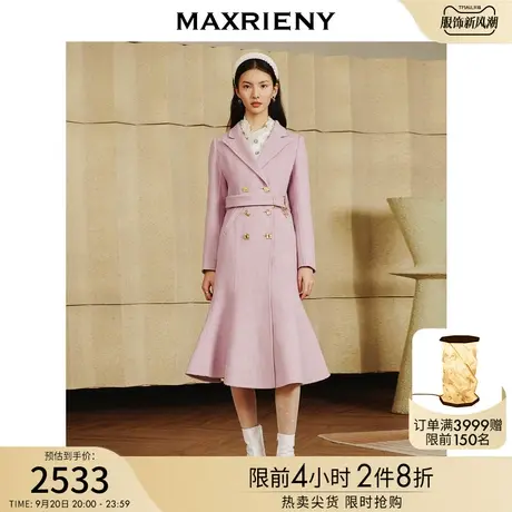 MAXRIENY减龄复古毛呢外套秋冬宽松气质双面大衣商品大图