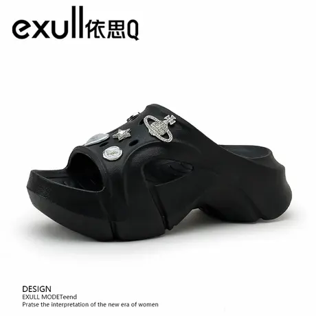 exull/依思Q拖鞋女款夏季厚底增高一字拖女户外潮流防滑沙滩凉鞋图片