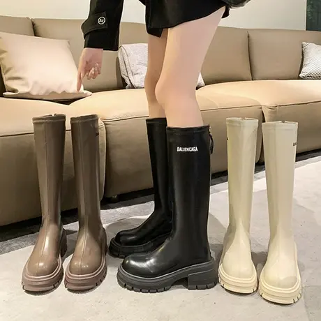 长筒靴女骑士靴2023新款弹力瘦瘦靴厚底高筒靴小个子不过膝长靴子图片