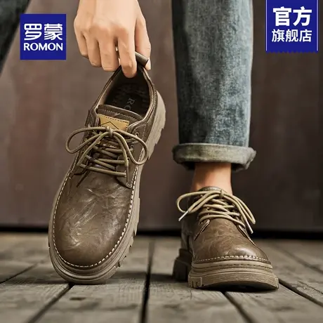 罗蒙工装鞋男款秋季美式复古低帮马丁靴男士皮鞋厚底运动休闲鞋RM商品大图