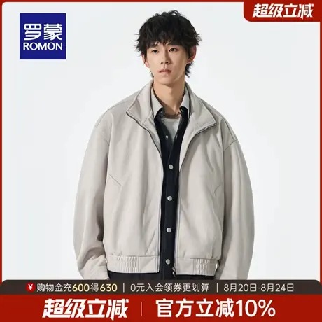 罗蒙男士立领夹克2025秋季新款复古风宽松麂皮绒外套日常短上衣男图片