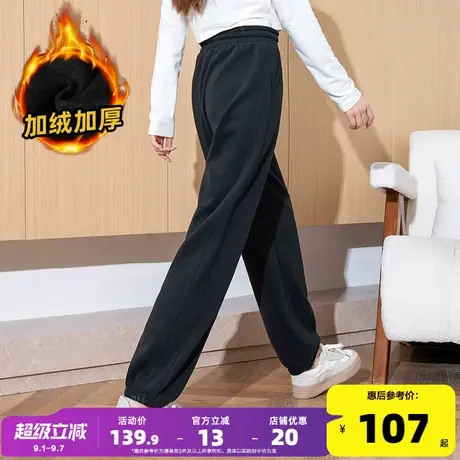 唐狮24秋冬季新款休闲裤女抽绳束脚显瘦宽松侧拼加绒加厚卫裤子W商品大图