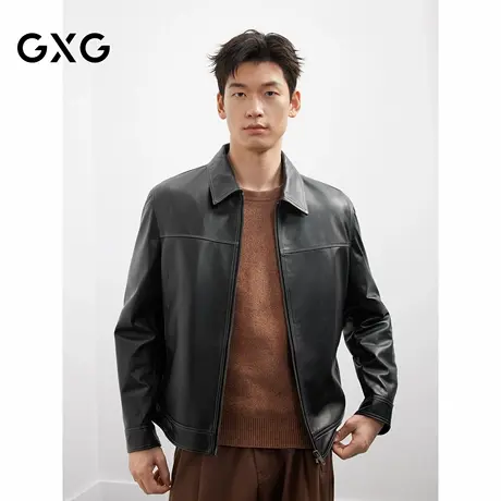 【牛皮】GXG男装 25年秋新款皮衣外套翻领时尚夹克#G25D123001商品大图