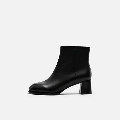 奥莱专供Nine West/玖熙2025年时装靴女圆头复古粗跟中跟短靴女奥商品大图