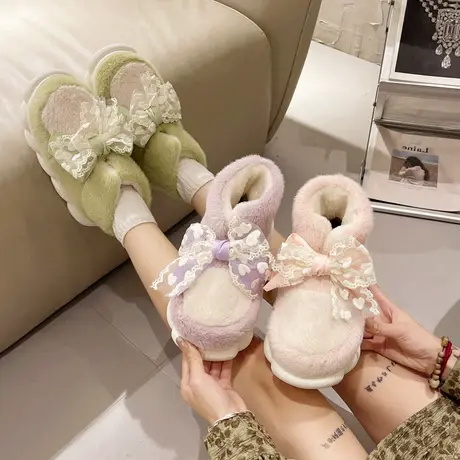 棉拖鞋女冬季包跟加绒室内居家用2023爆款时尚保暖月子鞋高帮棉鞋图片
