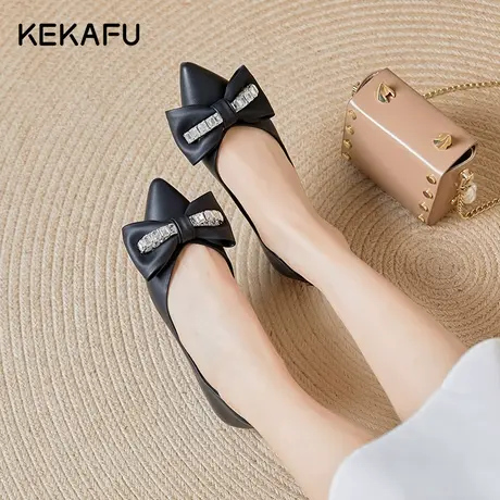 珂卡芙平底单鞋女高级感秋季2023新款浅口一脚蹬法式晚晚风温柔鞋商品大图