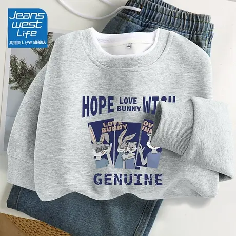 真维斯LIFE假两件卫衣外套女春秋款圆领正肩宽松设计感减龄上衣C商品大图