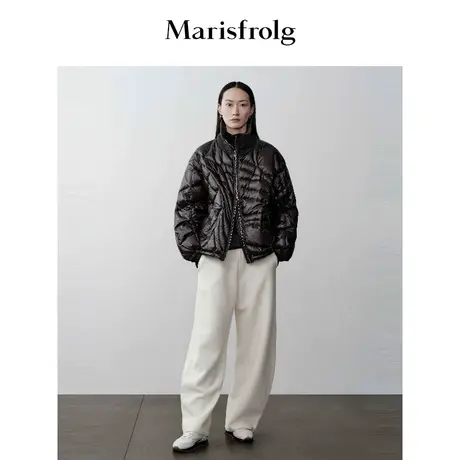 【商场同款】玛丝菲尔冬季新款美利奴羊毛白色直筒阔腿裤商品大图