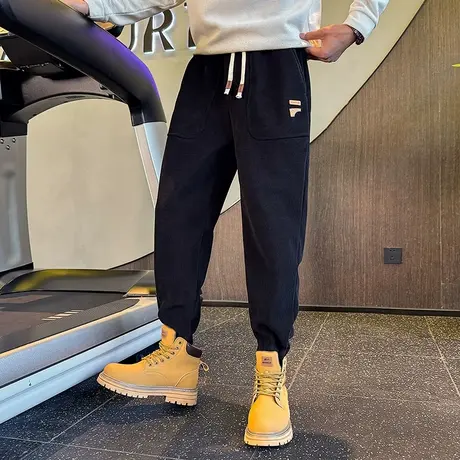 加绒卫裤秋冬季2023新款宽松加厚灯芯绒轻熟束脚潮牌加厚休闲裤图片