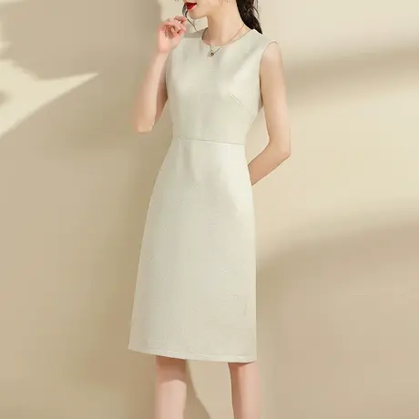 水墨青华冬季新品女装背心裙中长款粗纺呢打底裙无袖连衣裙商品大图