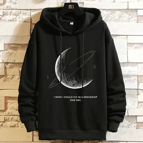 连帽卫衣男春秋季潮流套头打底衫男士宽松印花上衣服休闲男士外套商品大图