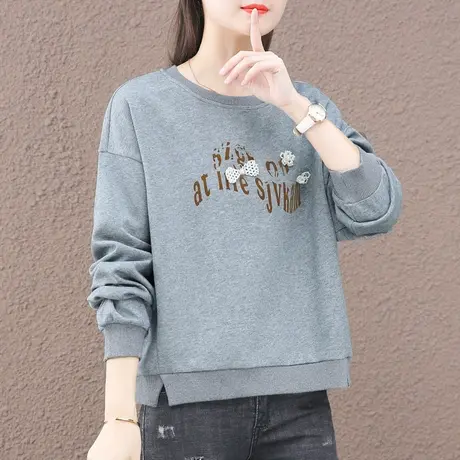 短款卫衣女春秋2024新款宽松时尚休闲女装百搭运动上衣服圆领外套图片