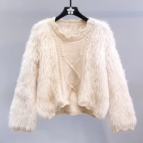 小香风高级感拼接毛衣女秋冬2023新款日系宽松设计感洋气针织衫图片