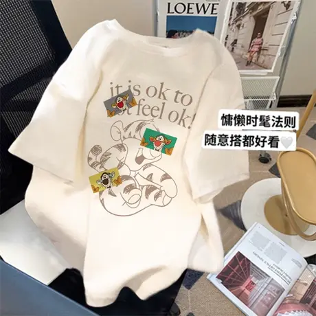 夏季上衣女设计感大码oversize正肩纯棉t恤潮ins韩系休闲夏季短袖商品大图