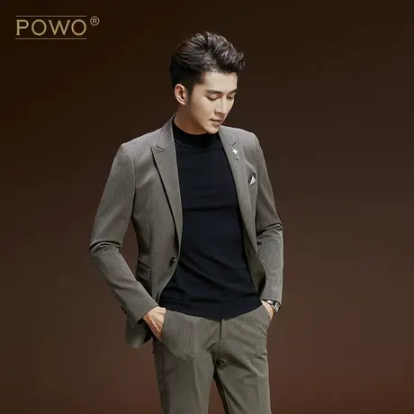 POWO西装套装男士青年韩版修身婚礼男新郎结婚衣服正装绅士服装图片