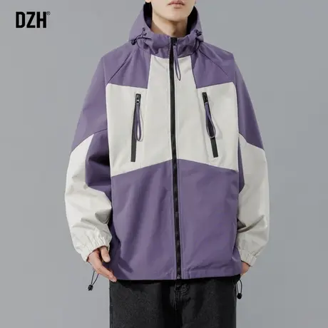 男士防水防风冲锋衣高级感拼接外套秋装男2024年新款情侣装登山服图片