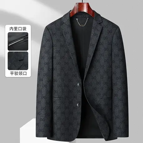 2023印提花西服秋冬男士小西装休闲潮流外套单件修身上衣商务正装商品大图