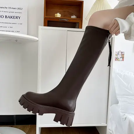 长筒靴女夏季2023年新款气质配裙子不过膝长靴洋气粗跟显瘦骑士靴商品大图