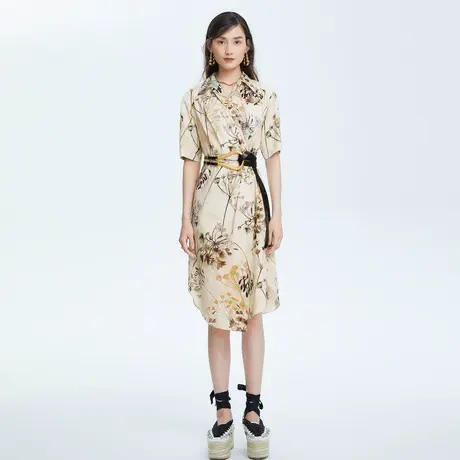 俪雅/LANCY商场同款收腰短袖连衣裙子中长款裙女专柜正品奥莱图片