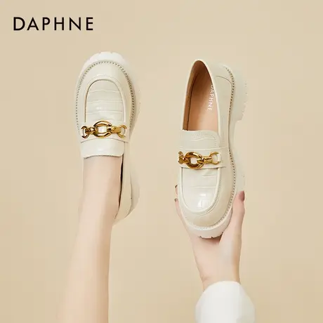 达芙妮鞋子女单鞋夏季2022新款真皮平底豆豆鞋软皮不磨脚薄款皮鞋商品大图