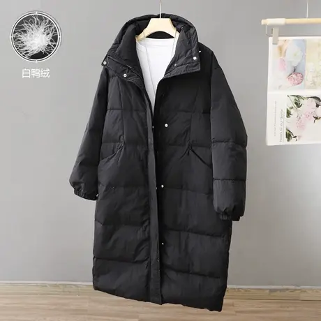 简约女装中长款羽绒服女长款过膝加厚冬季2024年新款白鸭绒外套潮商品大图