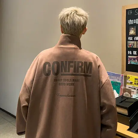 麂皮绒潮流夹克男秋季新款设计感小众外套高级感痞帅潮牌宽松美式图片