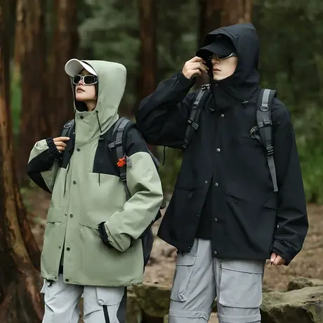 男士三合一冲锋衣外套男痞帅高级感男装2024春季两件套摇粒绒内胆商品大图