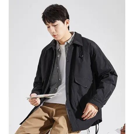 唐狮2024新款男羽绒服翻领衬衫式轻薄羽绒服工装保暖加厚外套1.30图片
