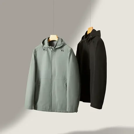 【弹力】红豆夹克男2024年春季新品连帽简约茄克商务休闲外套男士商品大图