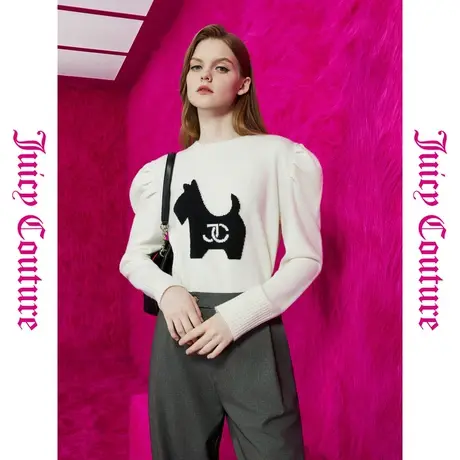 Juicy Couture橘滋初秋冬新款宠爱有加JC动物提花泡泡袖女毛衣商品大图