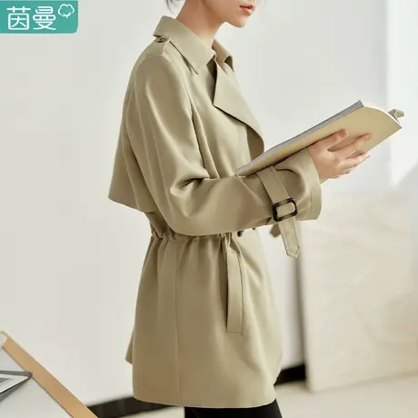 茵曼法式中长款风衣外套女2024年春季新款高级感洋气小个子上衣图片