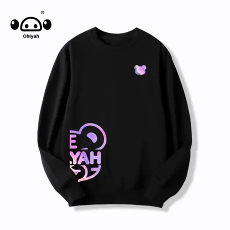 Ohlyah国潮牌oversize黑色卫衣女反光春秋中性原宿风炸街外套上衣商品大图