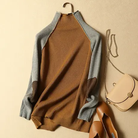 半高领毛衣女秋冬内搭新款韩版宽松套头加厚短款长袖针织打底衫女商品大图