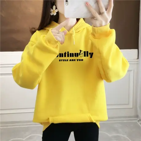 2023秋冬季新款韩版大码200斤胖mm卫衣女加绒加厚外套宽松ins潮bf商品大图